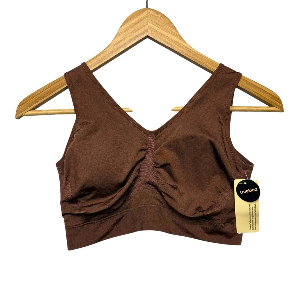 Truekind Womens Wireless Bralette Large Brown Everyday Throw On Pullover